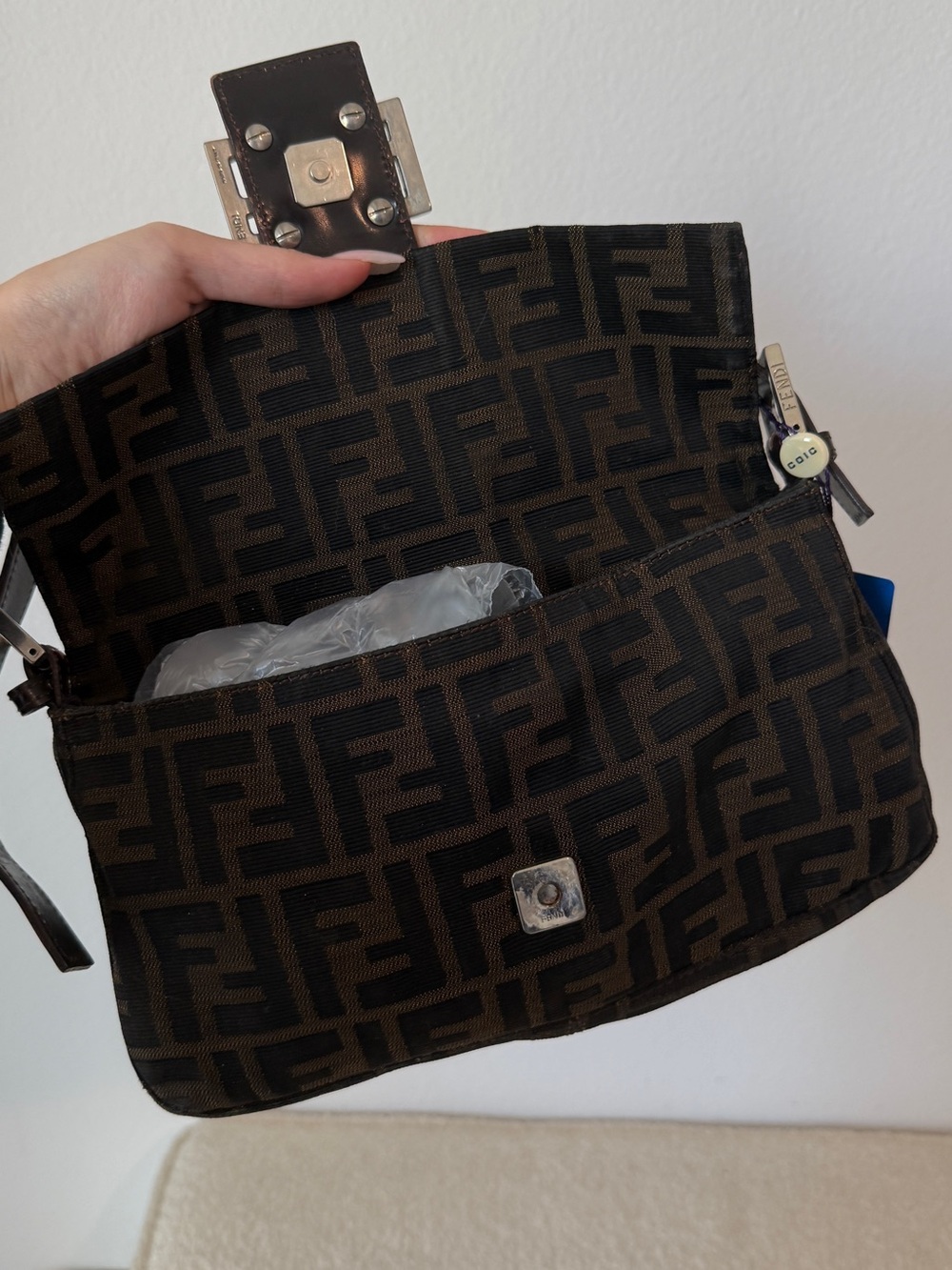 Fendi Brown and Dark Brown Zucca FF Shoulder Bag - Picture 3 of 6